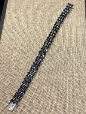 Sterling Silver 31.00 TCW Black Sapphire Bracelet 7.5"